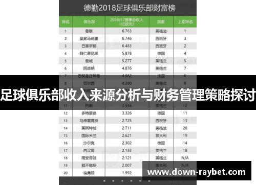 足球俱乐部收入来源分析与财务管理策略探讨